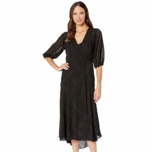 Calvin Klein Black Shadow Stripe Wrap Dress